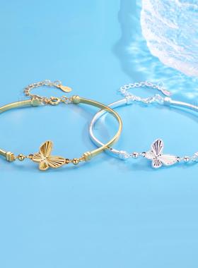 深圳旭佳990足银蝴蝶CNC手链女复古设计轻奢手镯小众新中式中古