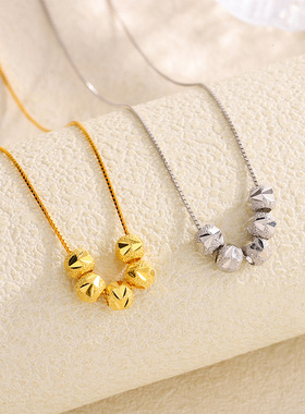 深圳旭佳s925纯银五福临门项链女韩版简约小众设计感转运珠锁骨