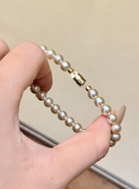 深圳旭佳旭家正圆施家珍珠曼塔玫瑰粉磁吸扣手链女高级感优雅简约