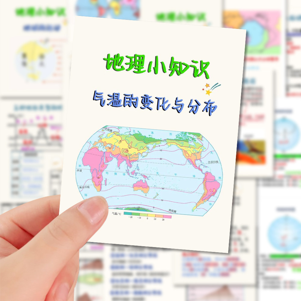 80张初中地理知识贴纸中考复习重点题目装饰笔记本iPad贴画防水