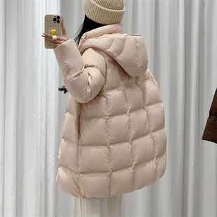 超轻云朵温柔羽绒服女中长款2025新款冬季设计感90白鸭绒外套宽松