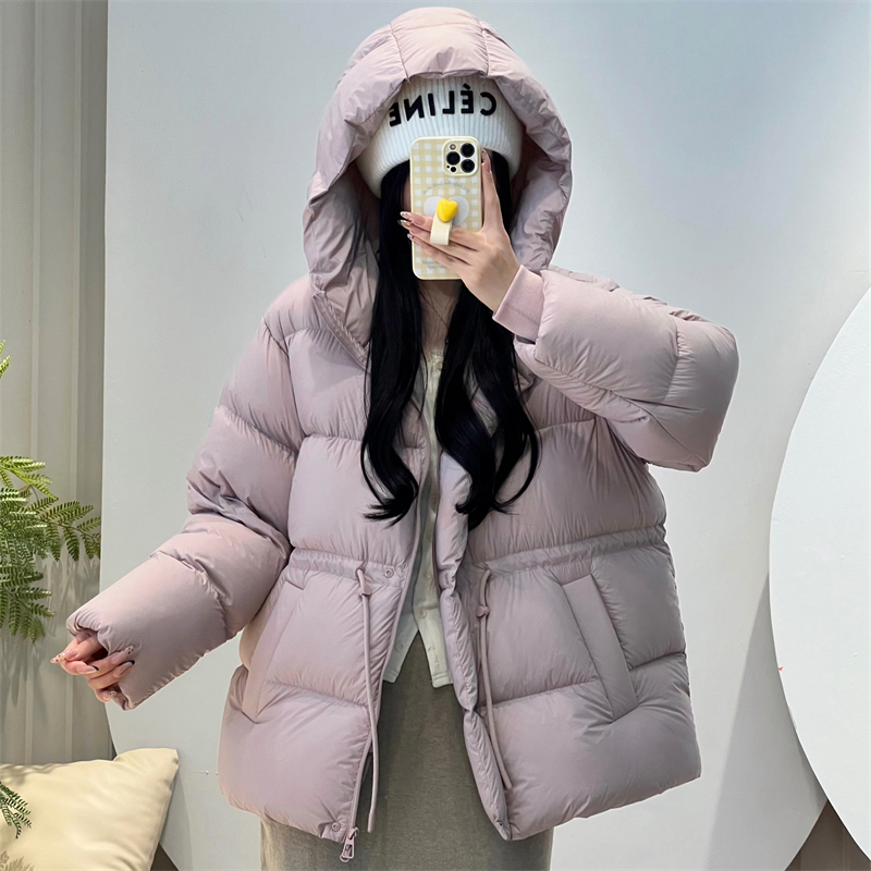温柔云朵感收腰羽绒服女中长款