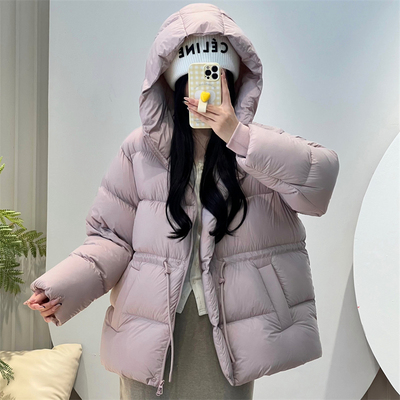 温柔云朵感收腰羽绒服女中长款