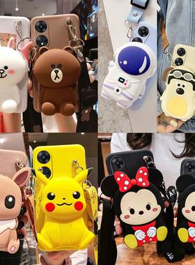 零钱包适用于OPPOa2x手机壳网红零钱包a2x软套斜跨挂绳女款PJU110外壳卡通立体硅胶防摔全包支架拉链书包
