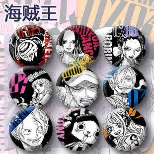 海贼王 动漫周边吧唧挂件徽章漫画风铁底娜美佩德罗镭射徽章谷子