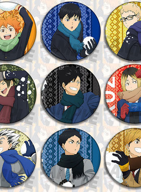 排球少年 打雪仗动漫周边 吧唧谷子 徽章玩雪战胸章胸针挂饰镭射