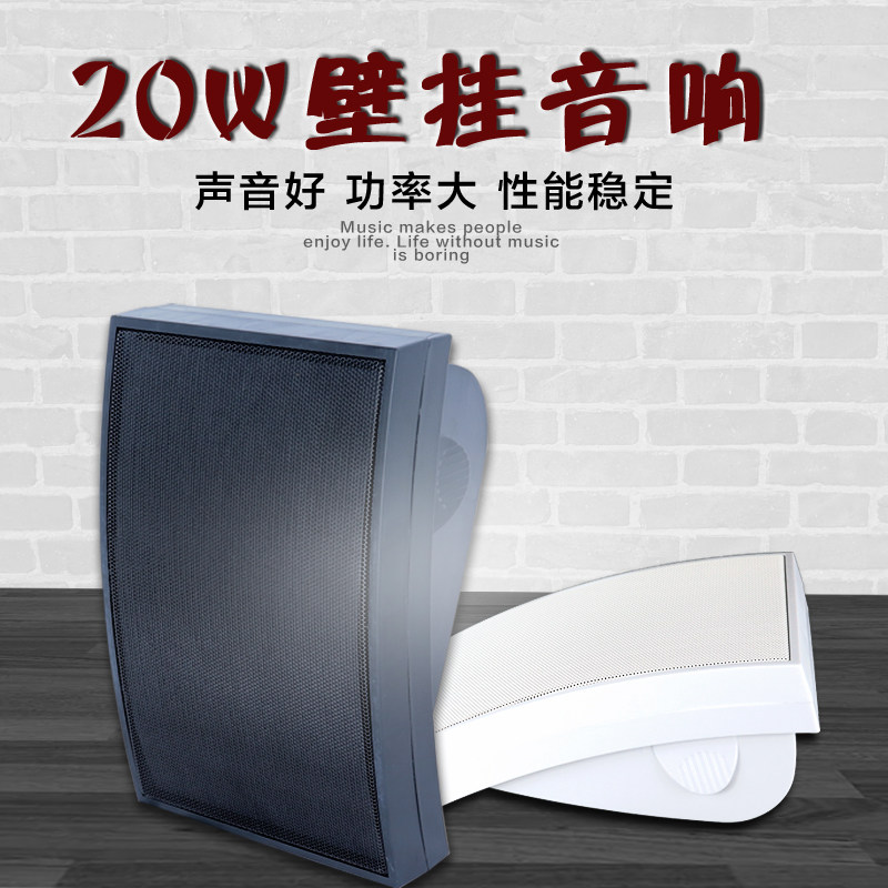 明装店铺商场超市广播背景音乐壁挂式定压二分频喇叭音箱音响20W