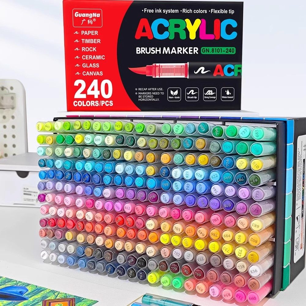广纳8101直液式168色软头丙烯马克笔学生专用不透色可叠色水彩笔,文具电教/文化用品/商务用品,马克笔,淘宝优惠券,粉丝福利购,淘宝优惠卷
