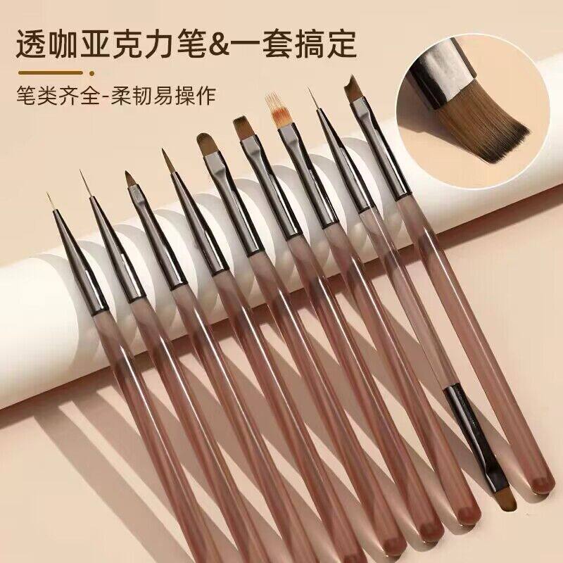 美甲笔刷套装彩绘笔拉线笔戳戳笔花瓣笔扫扫笔平头圆头笔法式笔刷