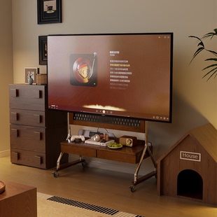家逸实木可移动电视柜客厅家用小户型电视架落地储物电视机支架子