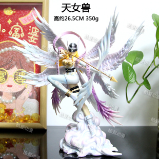 数码宝贝动漫周边二次元模玩月神殿场景射箭天女兽手办模型gk雕像