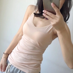品质超薄超柔精梳棉 百搭V领纯棉打底背心吊带上衣2021春夏女 修身
