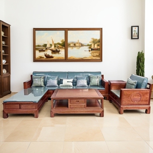 新中式红木家具沙发组合金花梨木菠萝格木全实木贵妃转角沙发组合