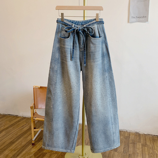 C5493加绒烫钻牛仔老爹裤