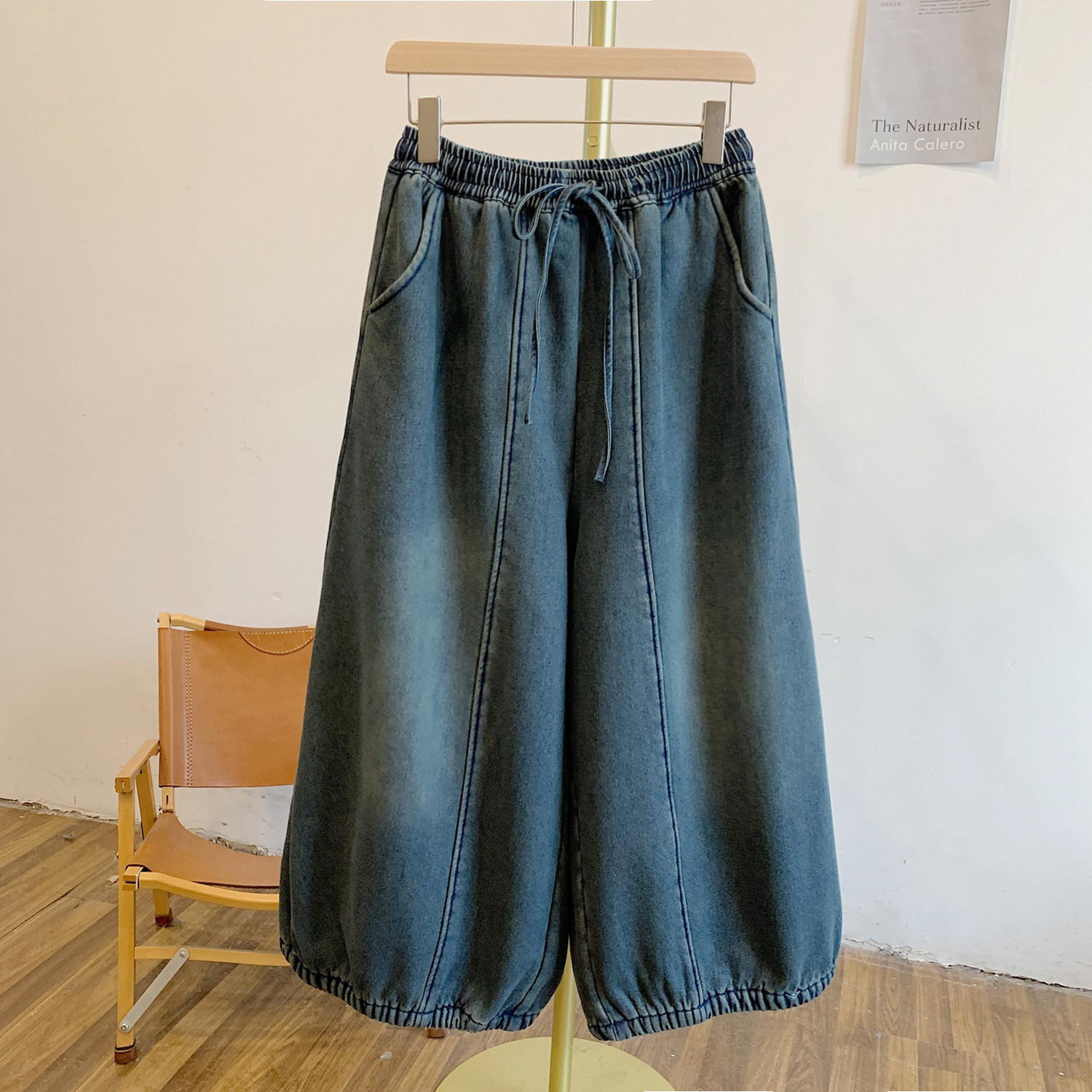 Y4233加绒松紧腰系带牛仔阔腿裤,女装/女士精品,休闲裤,淘宝优惠券,粉丝福利购,淘宝优惠卷