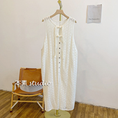 C3650流苏盘扣全开扣圆领镂空针织背心裙