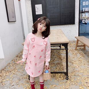 春季儿童新款重工刺绣女童装宝宝卡通牛仔外套纯棉夹克粉色潮
