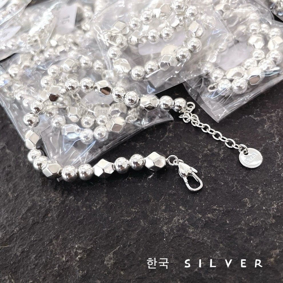 重工大颗粒银球圆珠手链纯银s925时尚百搭蛇骨串珠手串女饰品轻奢