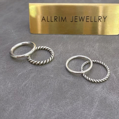 韩代精工s925纯银光面素圈戒指男女款简约百搭叠戴闭口戒食指环潮