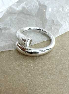 情侣款实心光面戒指s925纯银极简