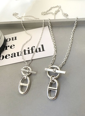 OT扣猪鼻子项链女s925纯银