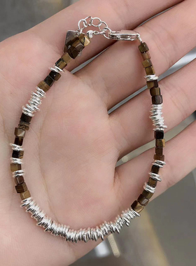 单虎眼石项链s925纯银轻奢