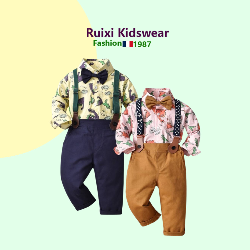 男童演讲夏西装钢琴礼服套装1-10岁儿童背带装衬衫领结宝宝生日服