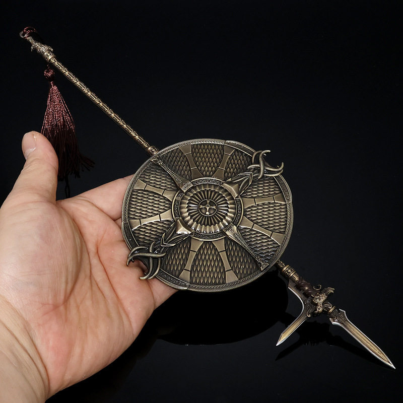 古代兵器冷兵器刀剑30cm戈盾套装全金属锌合金工艺品玩具模型摆件