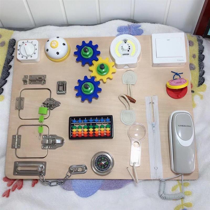 早教儿童益智蒙台忙碌板开锁教具二十一合一科教玩具