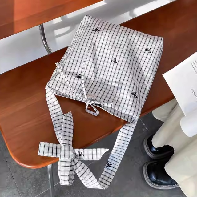 洲曼千鸟格百搭蝴蝶结韩系学生托特大容量格子通勤单肩斜挎手提包