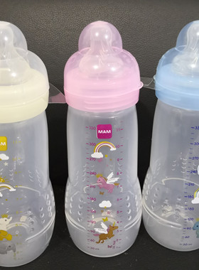 MAM 好易喝宽口径PP防摔奶瓶330ml大奶瓶硅胶扁奶嘴婴儿270ML奶瓶