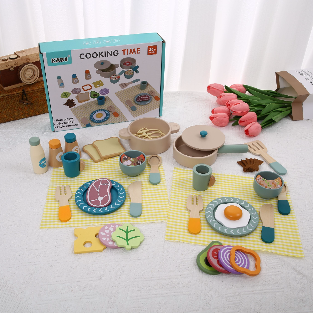 儿童木制过家家模拟烹饪下午茶玩具点心煮饭套装男女孩亲子陪伴KB