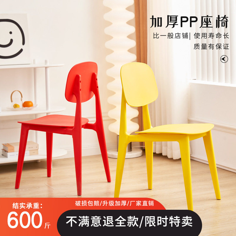 奶油风家用塑料椅子轻奢加厚餐椅大排档商用靠背椅会客高级休闲椅