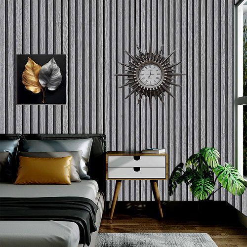 3d黄格栅条纹自粘壁纸新中式餐厅背景墙PVC墙纸自粘wallpaper