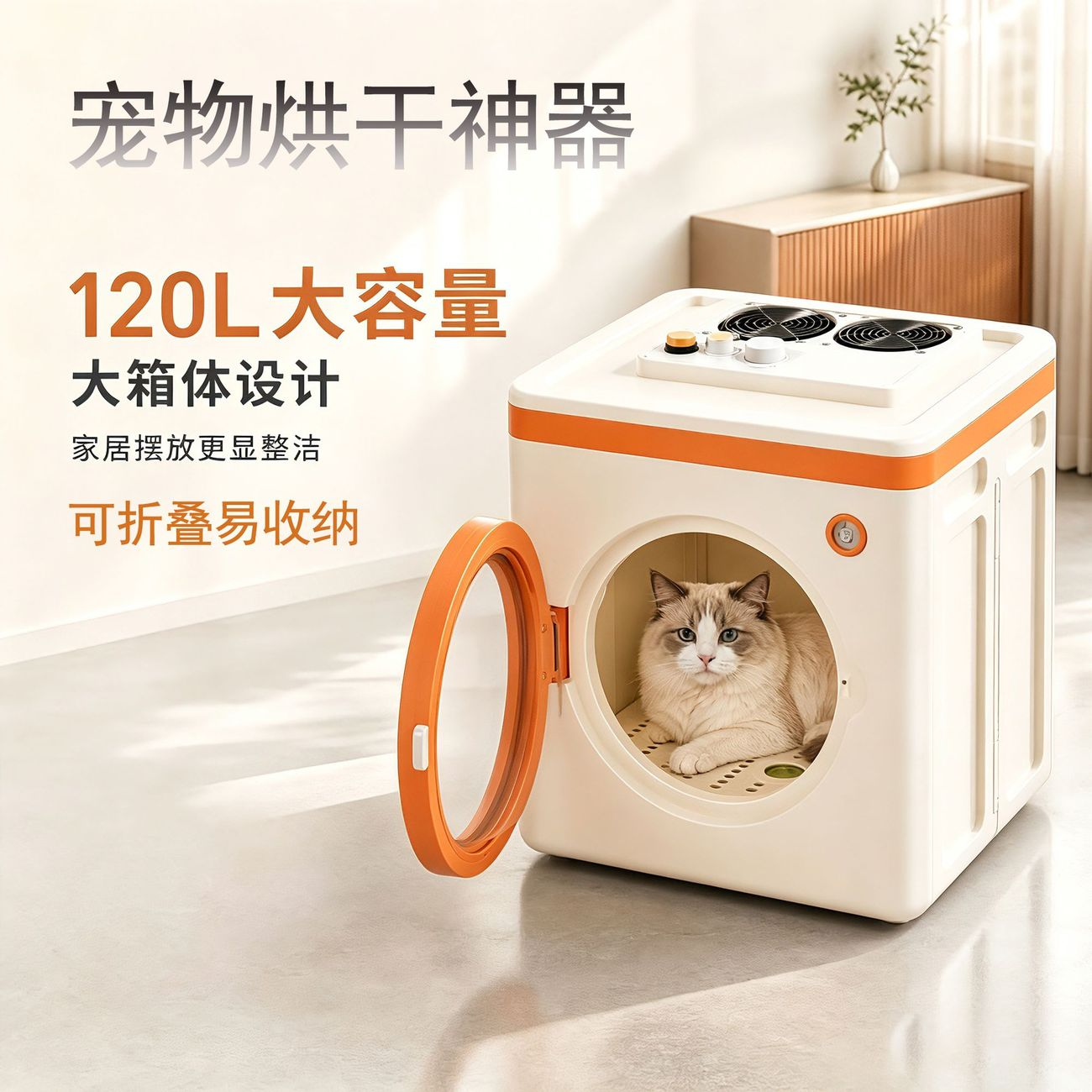 猫咪烘干箱家用静音宠物烘干机大号120L大容量狗狗洗澡吹毛机