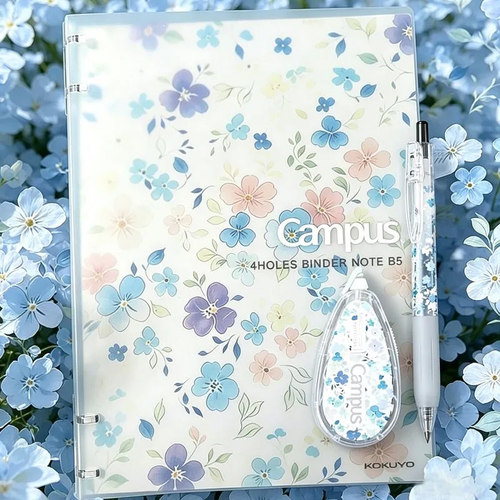 日本KOKUYO国誉Campus四孔活页本勿忘草 蓝绿色B5可拆卸笔记本子