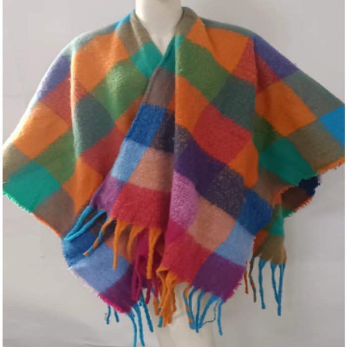 条纹格子披肩女外搭流苏斗篷披风新款欧美保暖围巾厚秋冬季装饰潮