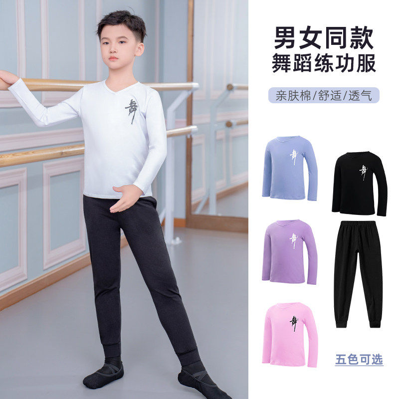 儿童舞蹈服男童练功服中国舞套装形体服男孩短长袖幼儿拉丁舞秋季