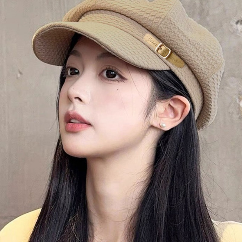 韩版八角帽子女网红时尚百搭画家帽女华夫格贝帽雷复古日系鸭舌帽