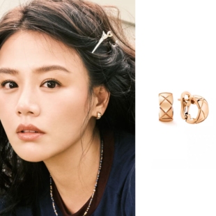 花少7马思纯同款菱格纹耳环女小众设计感高级轻奢百搭耳钉耳圈