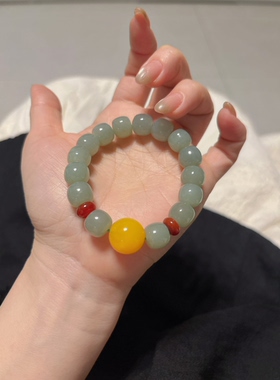 2026年新款天然和田玉老型珠手串女款小众叠戴手串紫色饰品转运