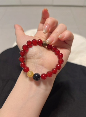 2026年新款天然红玛瑙手链女款小众叠戴手串紫色饰品转运