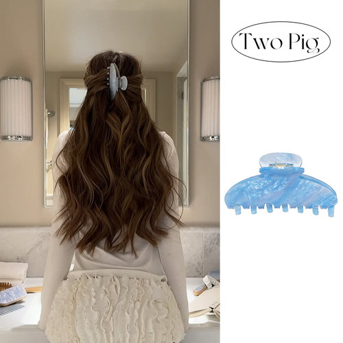 蓝色星空ins小众醋酸抓夹后脑勺