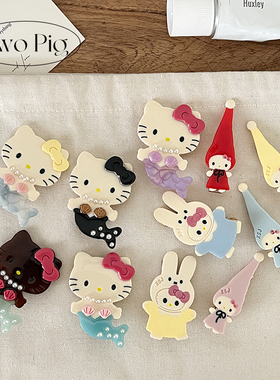 可爱KT系列醋酸刘海夹子美人鱼一字夹前额侧边头发2025新款鸭嘴夹