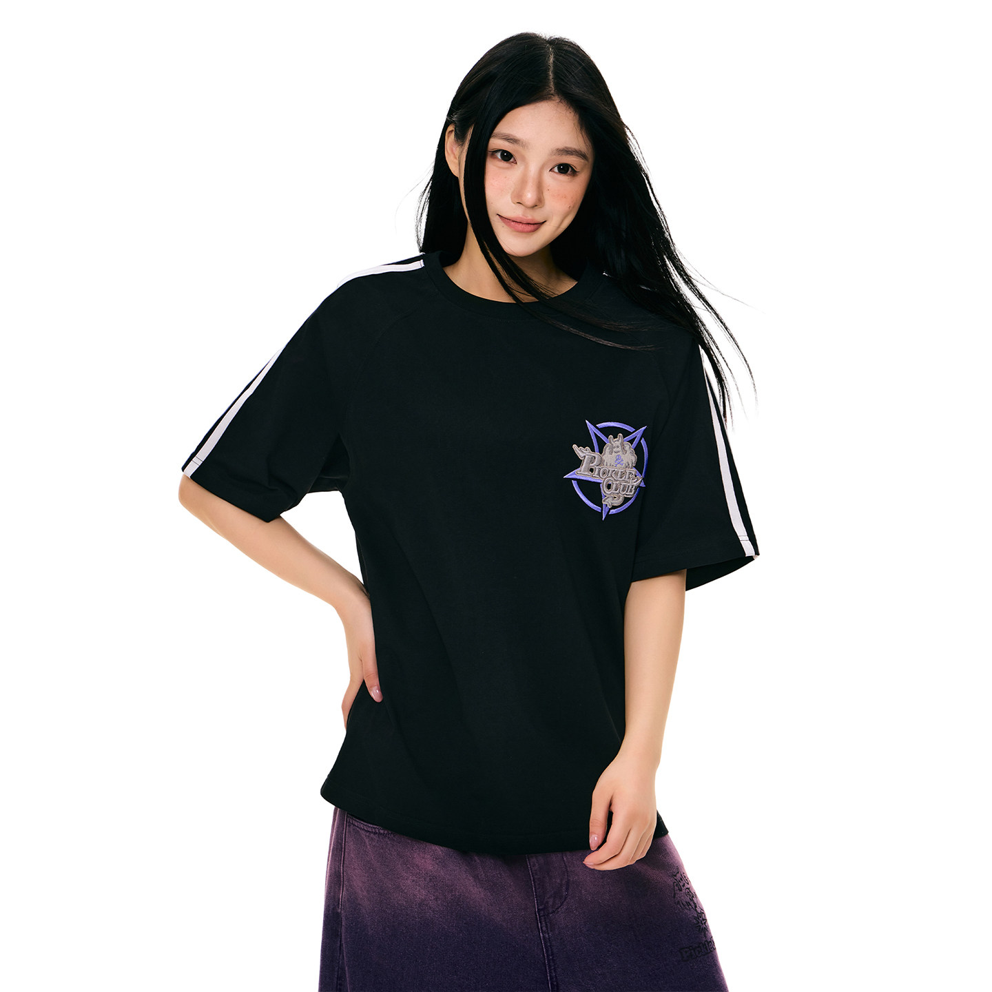 【李煜东同款】梁拌泡菜美式运动T恤双杠插肩短袖女夏季宽松上衣