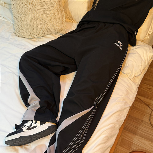 梁拌泡菜美式复古休闲三条杠运动裤男女宽松阔腿休闲百搭长裤