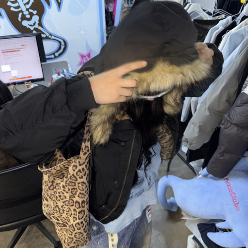 梁拌泡菜LBPC美式复古加绒毛领外套冬季新款保暖休闲百搭立领上衣