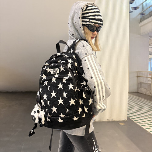 梁拌泡菜LBPC美式星星双肩包男女书包大学生高中生休闲百搭背包