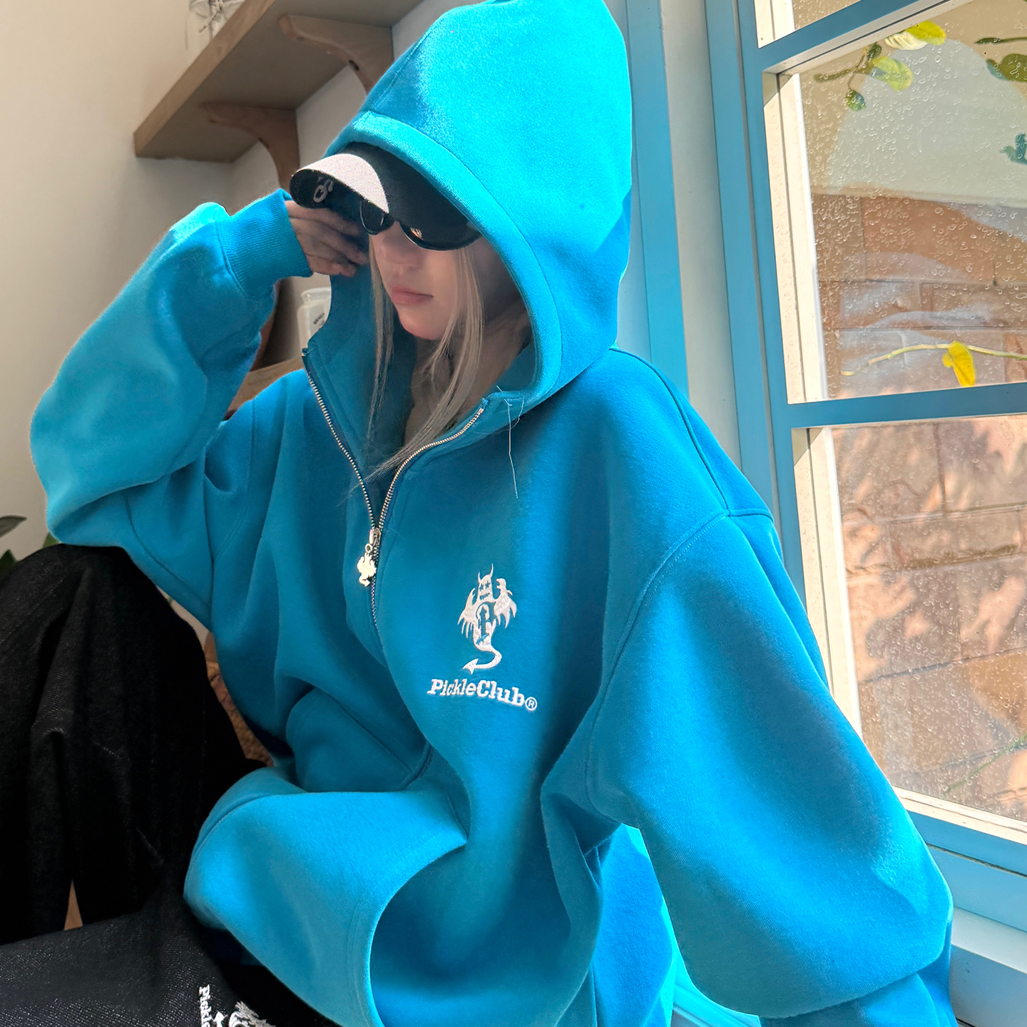 梁拌泡菜美式漫行收纳连帽卫衣外套男女同款秋冬设计感休闲帽衫