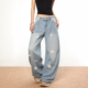 梁拌泡菜美式 日常百搭休闲裤 复古星星阔腿牛仔裤 男女宽松阔腿裤